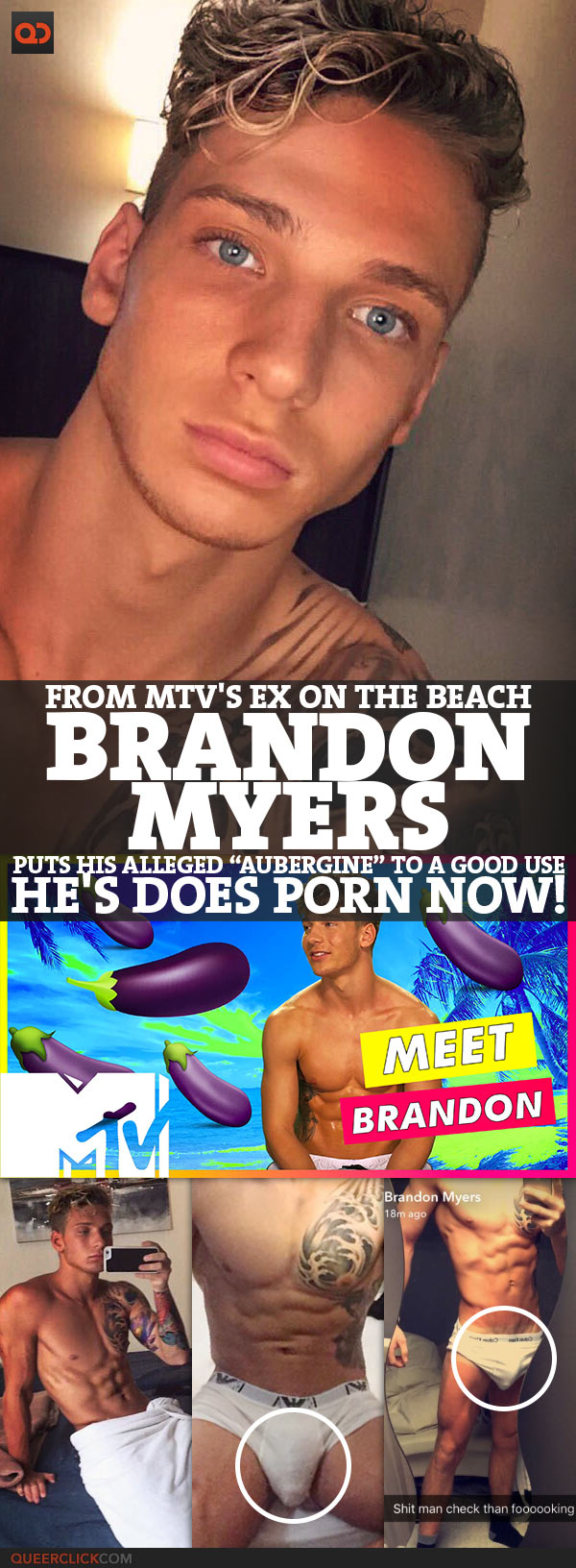 600px x 1632px - Brandon Myers, From MTV's Ex On The Beach, Puts His Alleged â€œAubergineâ€ To  Good Use - He Does Porn Now! - QueerClick