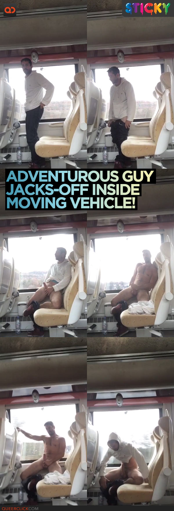 Adventurous Guy Jacks-Off Inside A Moving Vehicle!