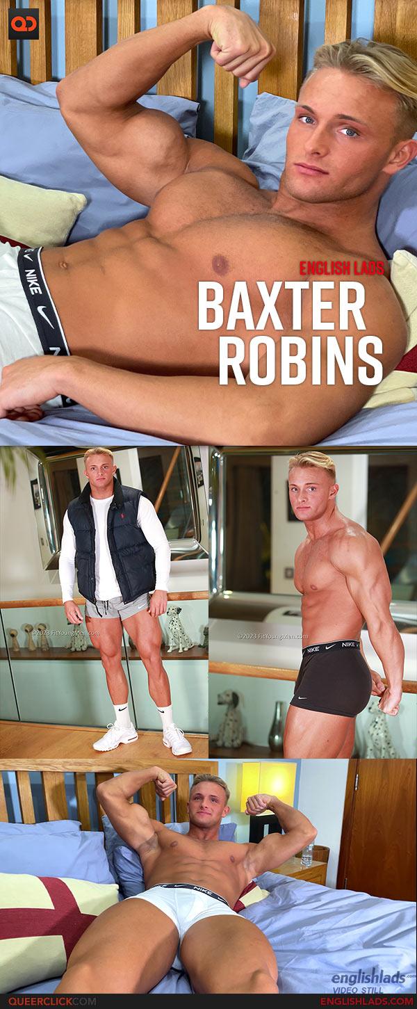 English Lads Baxter Robins - Straight Muscular Body Builder Wanks his Uncut Cock picture