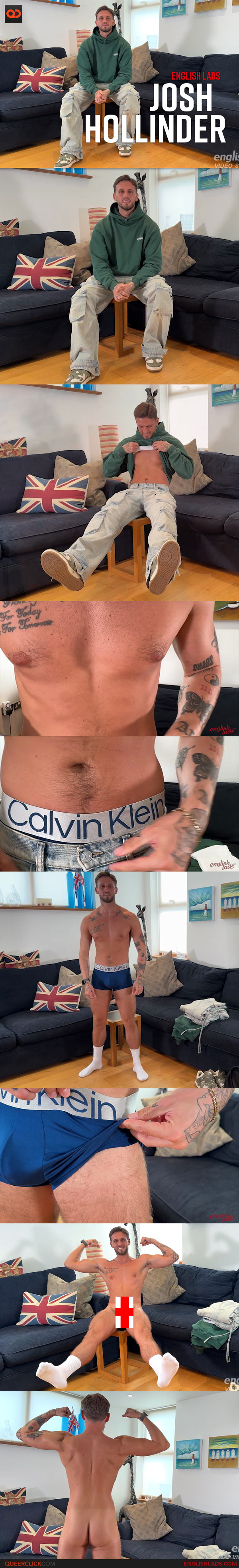 English Lads: Josh Hollinder - Straight, Muscular, and Hairy Josh Wanks His Huge Uncut Cock